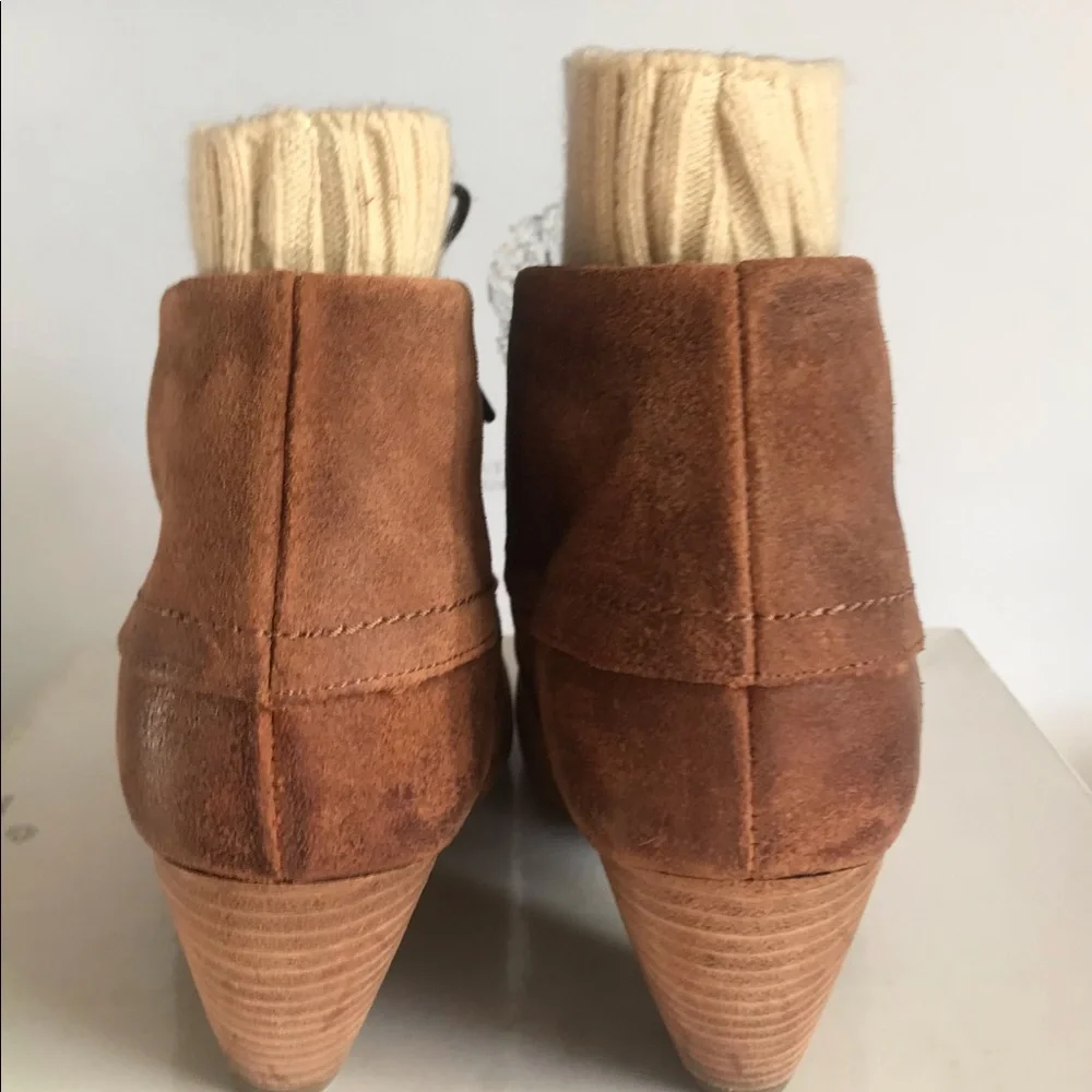 DR. SCHOLL'S BROWN SUEDE SWEATER KNIT LACE-UP ANKLE BOOT 7.5 NEW